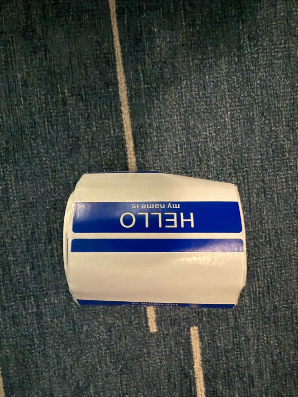 Blue & White “Hello My Name Is” Adhesive Name Tag Sticker Roll